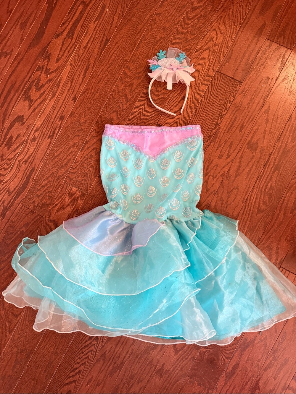 Girls little Mermaid Costume Skirt and Headband